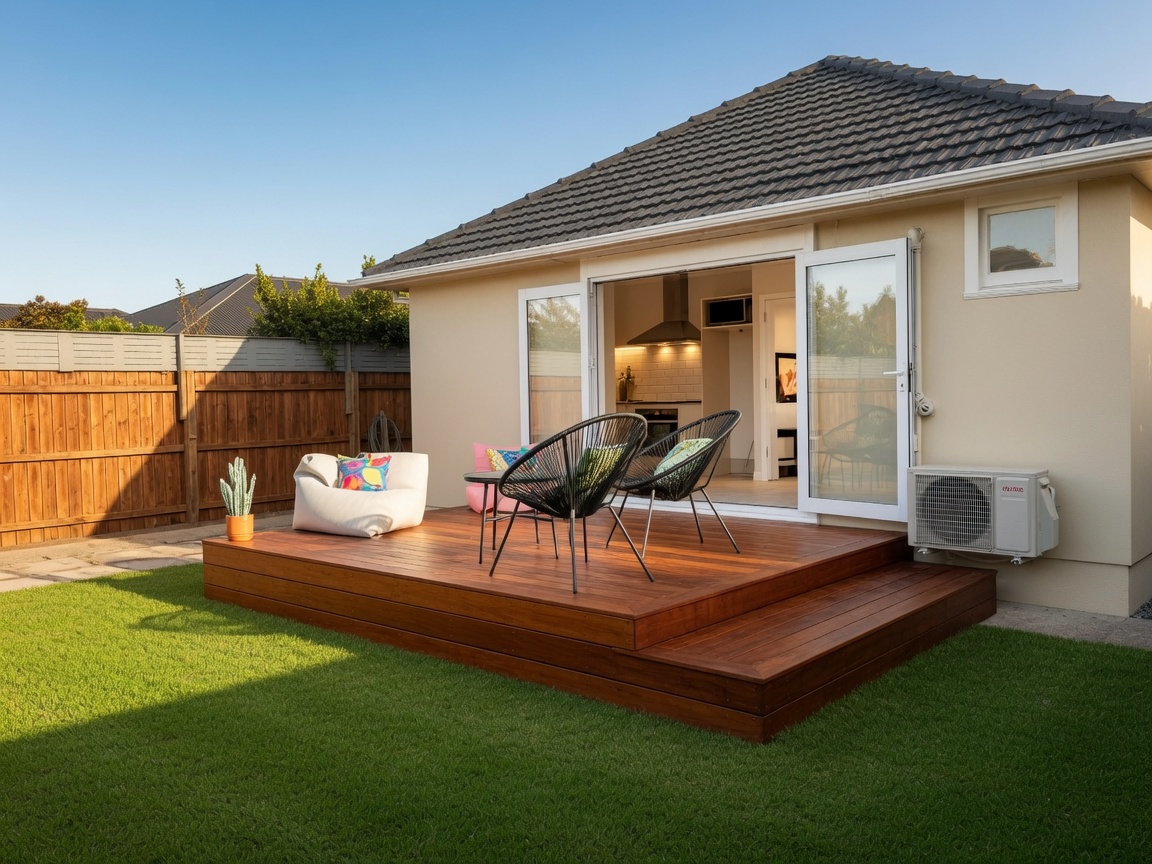 Kwila timber deck outdoor entertaining area Canterbury